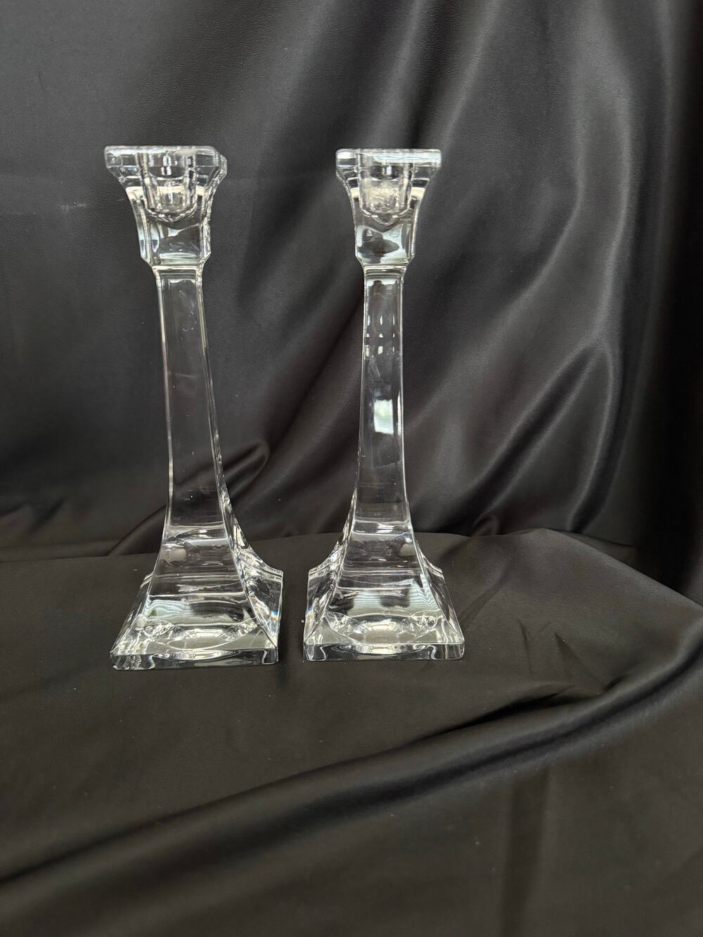 Vintage Villeroy and Boch Quartet Crystal Candle Holders 8.25”